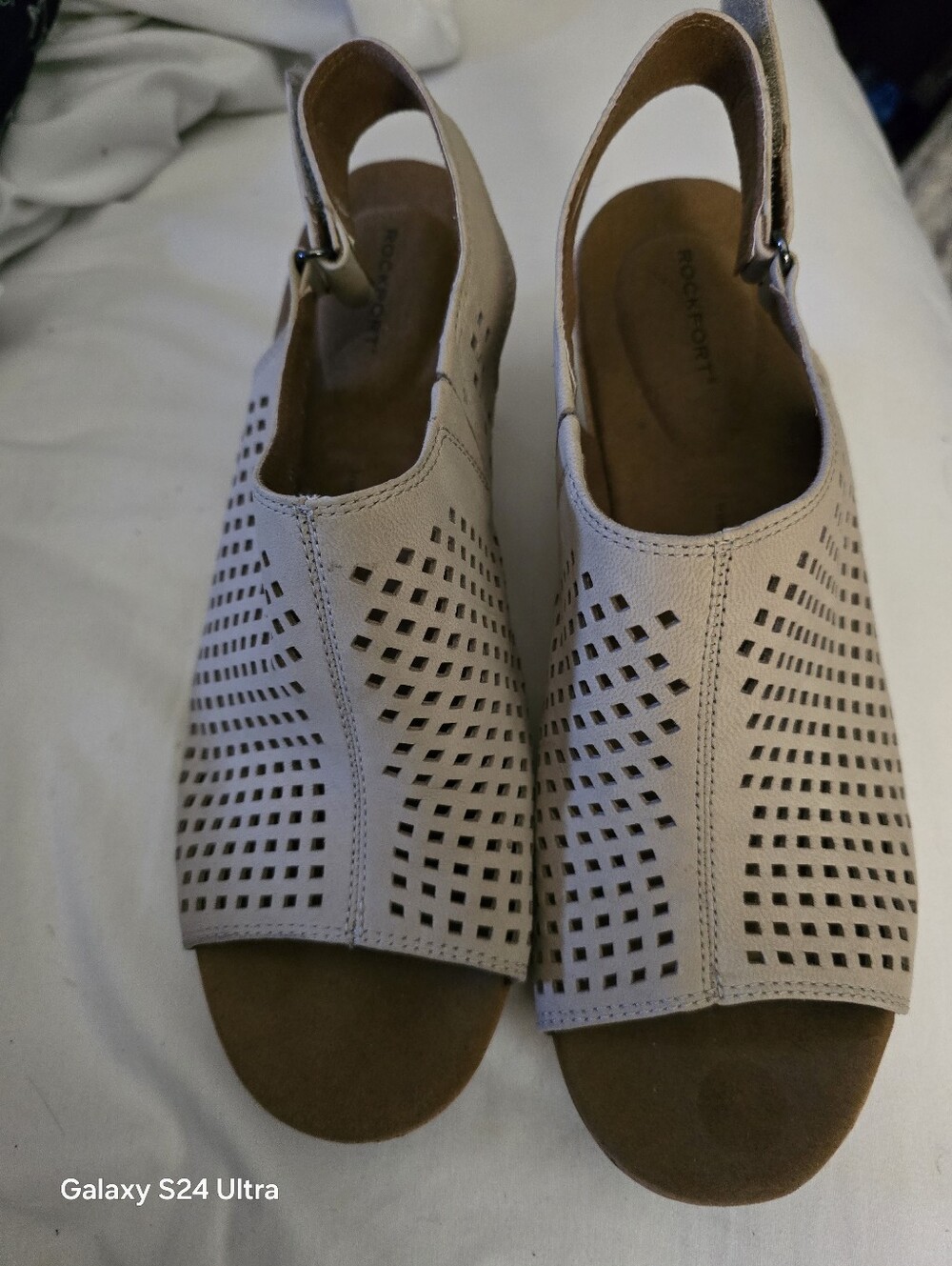 Rockport Briah Perforated Slingback Wedge Sandals Womens 10M Brown Gray